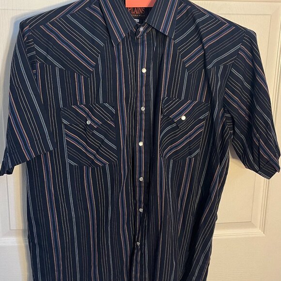 Plains Men's Plaid Print Short Sleeve Pearl Snap Western Shirt - Picture 1 of 5